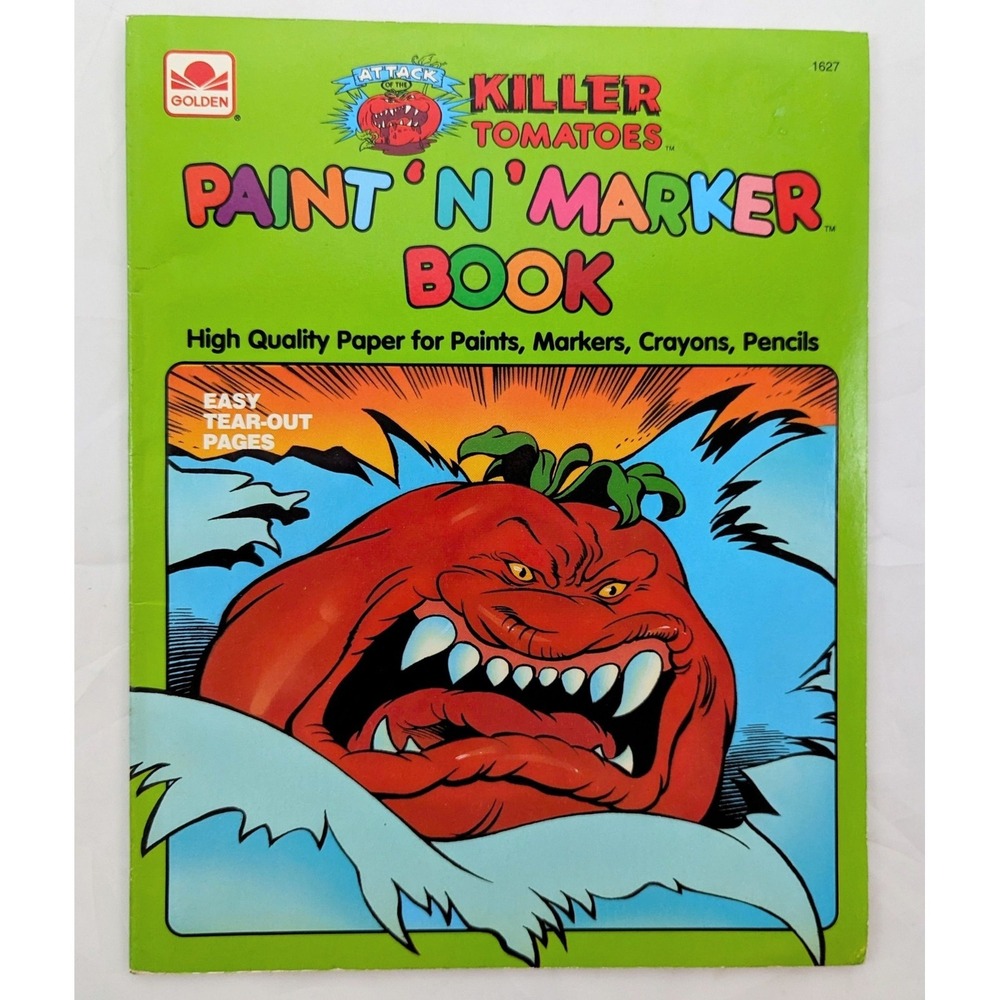 1991 Golden Book Attack Of The Killer Tomatoes Paint 'N' Marker Book